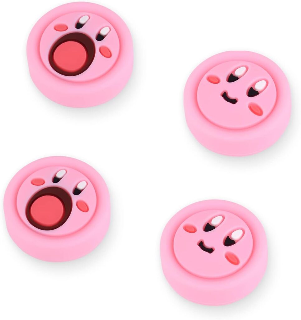 DLseego Cute 4-Pack Thumb Grips for Switch/Switch Lite/OLED – Soft Silicone Joy Con Joystick Cover – Pink