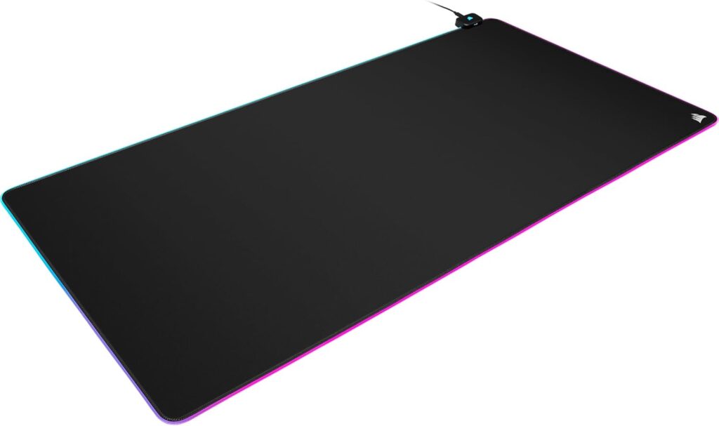 Corsair MM700 RGB Extended 3XL Cloth Gaming Mouse Pad/Desk Mat – Massive 1,220mm x 610mm (48” x 24”) Cloth Surface, 360° Three-Zone RGB Lighting, Two USB Ports – Black