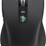 Wireless Bluetooth Mouse (USB + BT1 + BT2), Full Size, 4-Way Scrolling, Multi-Device Silent Mouse for Computer, Laptop, iPad, MacBook (Black)