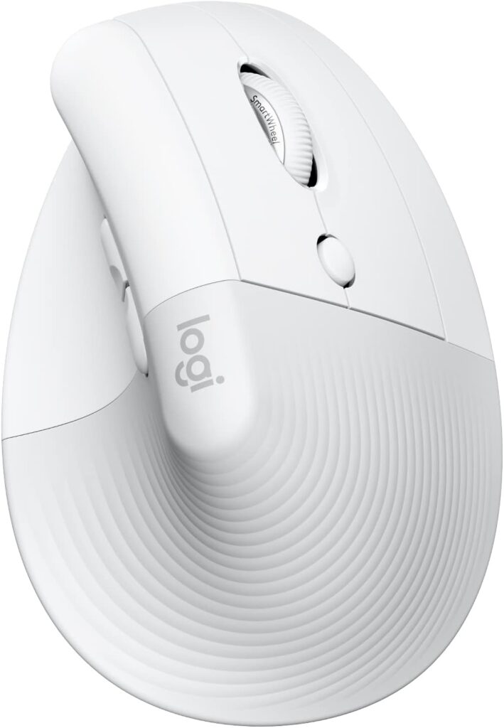 Logitech Lift for Mac Wireless Vertical Ergonomic Mouse, Bluetooth, Quiet Clicks, Silent Smartwheel, 4 Customizable Buttons, for macOS/iPadOS/MacBook Pro/Macbook Air/iMac/iPad – Off White
