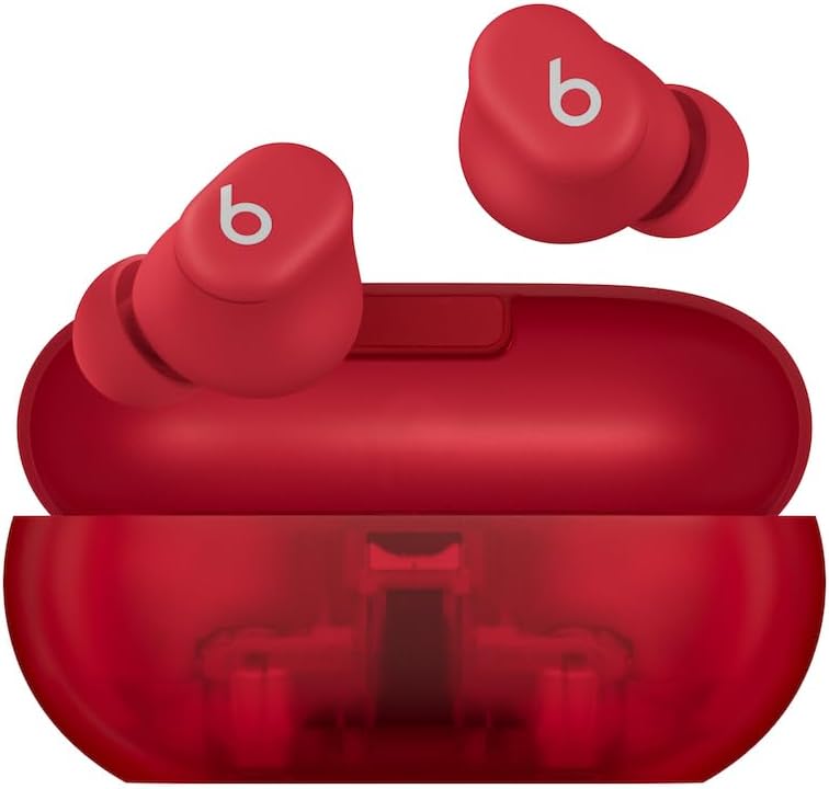 Beats by Dr. Dre Solo Buds – Wireless Bluetooth Earbuds | 18 Hours of Battery Life | Apple & Android Compatibility | Built-in Microphone – Transparent Red (Renewed)