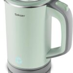 Sekaer Small Electric Tea Kettle Stainless Steel 0.8L Portable Travel Hot Water Boiler, Mini Electric Coffee Kettle with Auto Shut-Off & Boil Dry Protection, Cordless Base & Green
