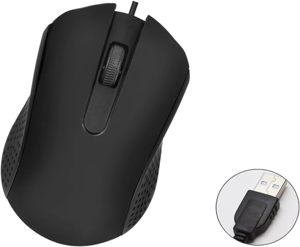 Wired USB Computer Mouse – Ergonomic Design, USB Mouse for Laptops and PCs, Office and Home Use (Black)