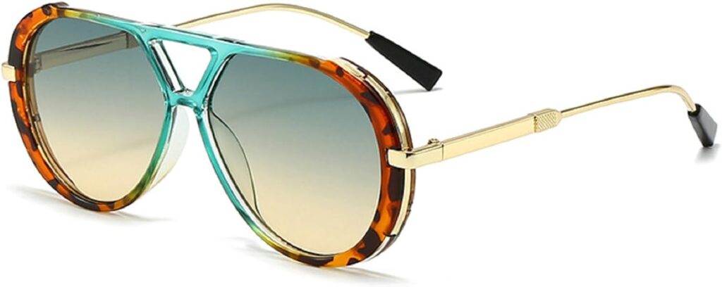 Oversized Pilot Sunglasses for Women Men Trendy,Large Big Double beam Designer Fashion Vintage Shades Retro Sun Glasses