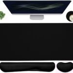 Large Mouse Pad and Keyboard Wrist Rest, Desk Pad for Keyboard and Mouse, 4-in-1 Large Gaming Mouse Pad with Wrist Support, Desk Mat for Home Office Study Game-Black