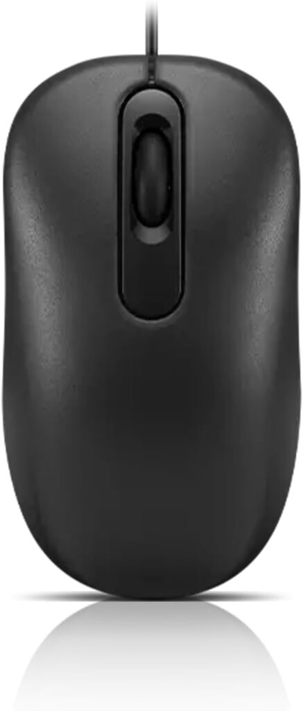 Lenovo 100 Wired USB Computer Mouse for PC, Laptop, Computer with Windows – Full-Size – Ambidextrous Design – 3 Buttons – Red Optical Sensor – Black