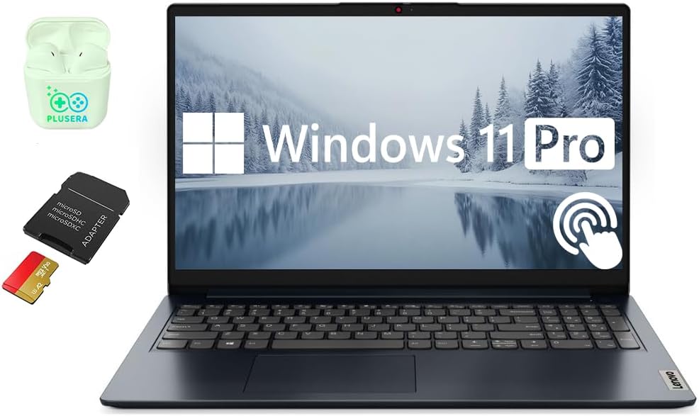 Lenovo IdeaPad 15.6” FHD Touchscreen Laptop, 40GB RAM 2.5TB Storage (2TB SSD+512GB SD Card), 10-Cores Intel Core i5-1235U, Windows 11 Pro with Microsoft Office Included, PLUSERA Earphones