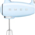 SMEG Pastel Blue 50’s Retro Style Electric Hand Mixer with Set of Beaters, Set of Dough Hooks and Set of Whisks
