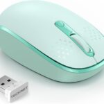 TECKNET Wireless Mouse for Laptop, 2.4G Quiet Computer Mouse with USB Receiver, 4 Buttons Portable Cordless Mice for Chromebook, Laptop, PC, Mac, 800/1200/1600 DPI – Mint Green
