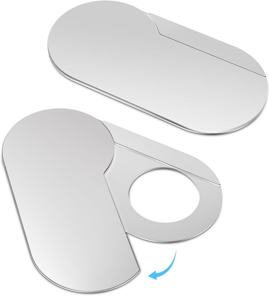 CloudValley Ultra-Thin Metal Webcam Cover for MacBook Pro/iPad/Laptop – 0.015″ Privacy Camera Protector with 3M Adhesive (2-Pack) No Residue, Universal Fit for Laptop Accessories (Silver)