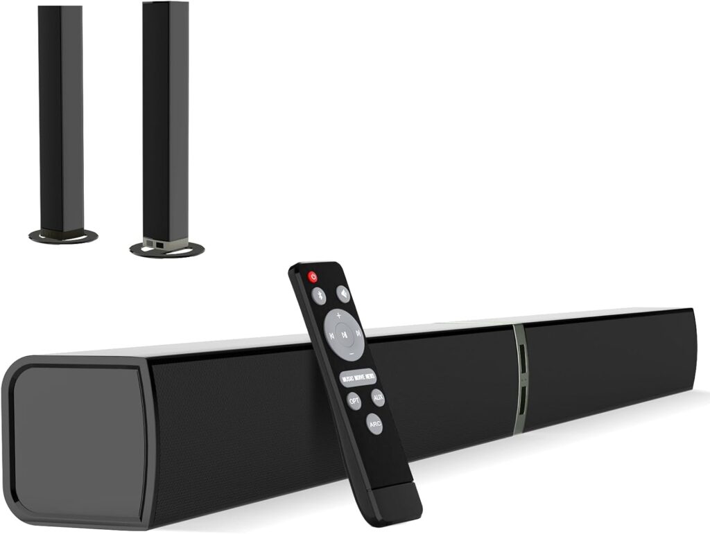 MZEIBO Sound Bar for Smart TV, 80W Bluetooth Soundbar 2 in 1 Detachable Design, Deep Bass, Home Theater Surround Sound, ARC/Optical/AUX Connections for TV/PC/Gaming/Projectors