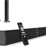 MZEIBO Sound Bar for Smart TV, 80W Bluetooth Soundbar 2 in 1 Detachable Design, Deep Bass, Home Theater Surround Sound, ARC/Optical/AUX Connections for TV/PC/Gaming/Projectors