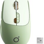 EWEADN Q5 Wireless Mouse, Bluetooth & 2.4G Quiet Computer Mouses with 1600 DPI, Battery Level Display, Ergonomic Office Mouse,6 Button Portable Cute Cordless Mice for Laptop/PC/Mac- Green