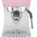 Smeg Manual Espresso Machine with Steam Wand, 15 Bars of Pressure, Stainless Steel Porta Filter, Passive Cup Warmer, User Friendly Controls, and Measuring Scoop Tamper Made in Italy (Pink)
