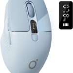 EWEADN Q1 Wireless Mouse, Bluetooth & 2.4G Silent Mouse Quiet Click with 1600 DPI Levels, Battery & DPI LED Screen Display, 6 Button Small Portable Cordless Mouse for Laptop/PC/Mac-Blue