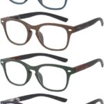 Reading Glasses 4 Pack, OWN4B Vintage Fashion Designer Wood Grain Readers Eyeglasses Readingglasses for Women Men Unisex (4 Pack Mix Color, 3.0)