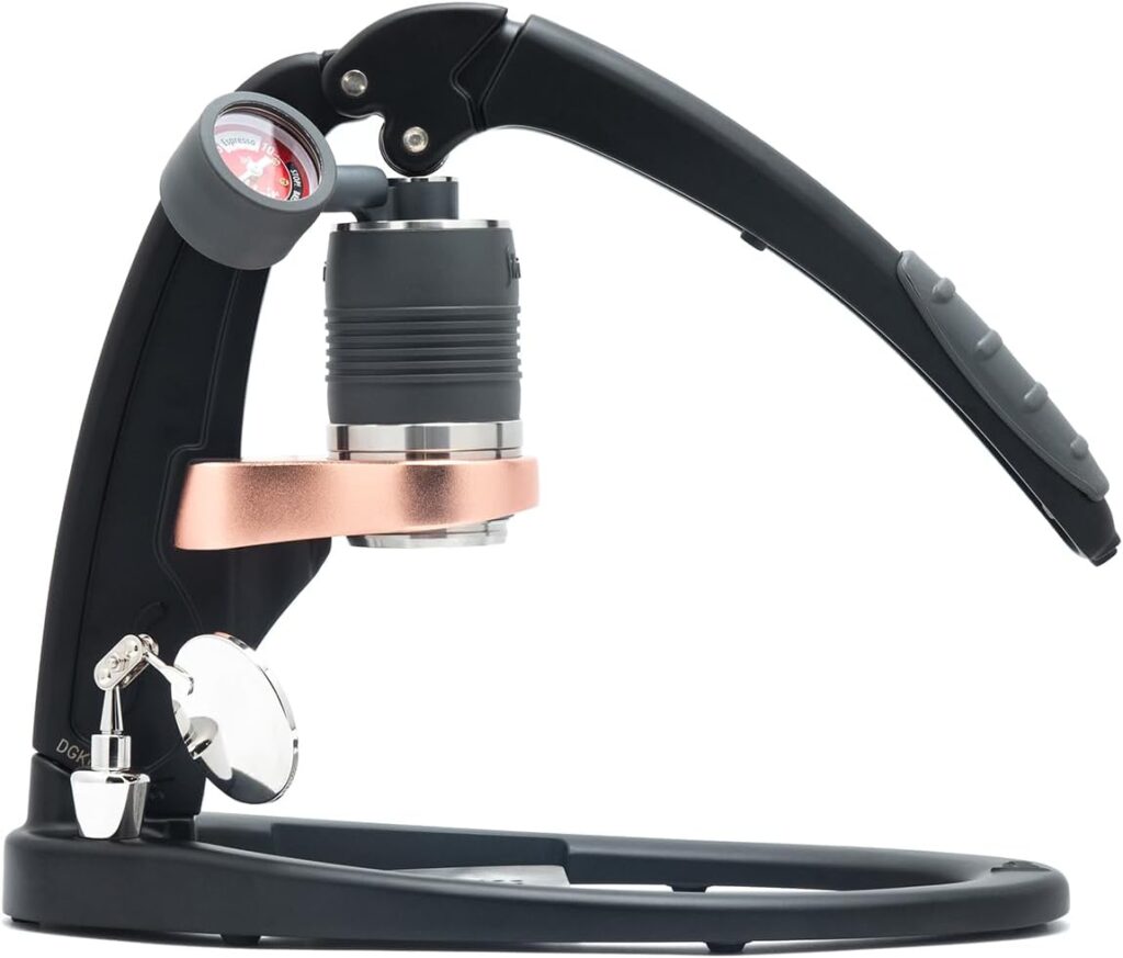 Flair UPDATED PRO 3 (Black) – All manual lever espresso maker with a stainless steel brew head, pressure gauge, and a shot mirror