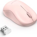 TECKNET Wireless Mouse for Laptop, 2.4G Silent Computer Mouse Quiet Click with 5 DPI Levels,Contoured Grip,Small Portable 30 Months Battery Cordless Mice for PC, Chromebook, Mac – Pink