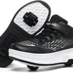 Roller Skate Shoes for Kids Girls & Boys, Shoes with Wheels for Ages 6-12, 2-in-1 Easy Roller Retractable Wheelies Moon Shoes for Little Kids/Big Kids