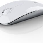 RAPIQUE Bluetooth Wireless Mouse – (BT5.1+USB) Slim Dual Mode Computer Mice with Quiet Click, Low Power, and 1600 DPI, Portable Cordless for MacBook, Laptop, iPad Pro/Air, Chromebook (White)