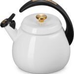 Le Creuset Enamel on Steel Cloche Kettle, 2.2 qt., White with Gold Accents