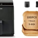 COSORI Pro III Air Fryer Dual Blaze, 6.8-Quart, Precise Temps Prevent Overcooking & COSORI Air Fryer Disposable Paper Liners, Non-Stick,7.9 inch for 5 to 6 QT Basket, 100 PCS