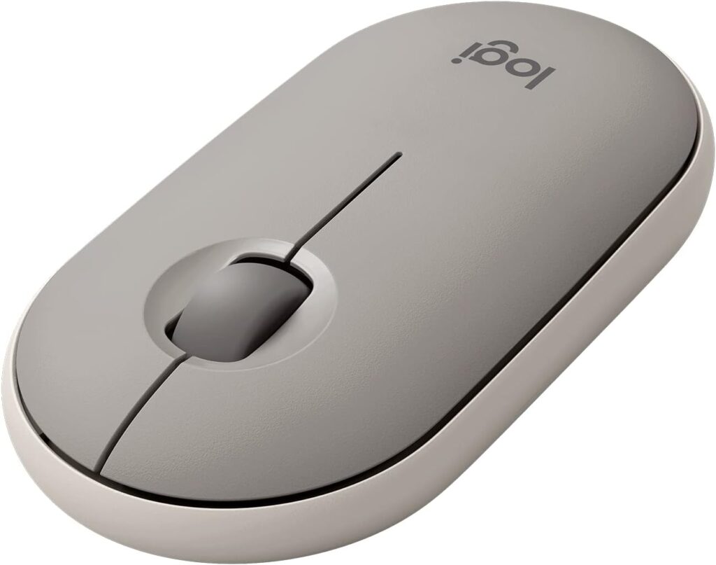 Logitech Pebble Wireless Mouse with Bluetooth or 2.4 GHz Receiver, Silent, Slim Computer Mouse with Quiet Clicks, for Laptop/Notebook/iPad/PC/Mac/Chromebook – Sand