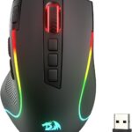 Redragon M612 PRO RGB Gaming Mouse, 8000 DPI Wired/Wireless Optical Mouse with 9 Programmable Buttons & 7 Backlit Modes, BT & 2.4G Wireless, Software Supports DIY Keybinds Rapid Fire Button