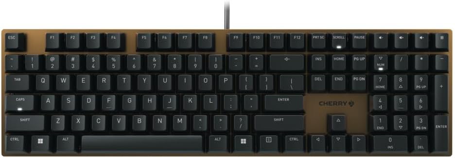 Cherry KC 200 MX Mechanical Office Keyboard with New MX2A switches. Modern Design with Metal Plate Frame. (Bronze W/MX2A Silent Red Switch)