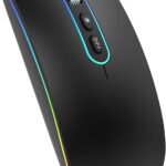 cimetech Wireless Mouse for Laptop, M01 Rechargeable Silent LED Computer USB Mice, [BT5.1 and 2.4G Receiver] Dual Mode Slim Sleek, Plug and Play for iPad Mac Chromebook Tablet PC Notebook