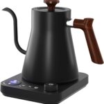 Gooseneck Electric Kettle,Electric Kettles, ±1℉ Temperature Control, Ultra-Quiet 304 Stainless Steel, for Coffee, Tea & Milk, Auto Boil Detection, 8 Safety Protections & Memory Function(Black，0.9L)