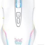 Rechargeable Wireless Gaming Mouse, Ergonomic RGB Computer Mouse with 2.4G Receiver, RGB Backlight, Adjustable DPI Up to 3600, 7 Buttons (Not Programmable) for Windows Vista Linux (White)