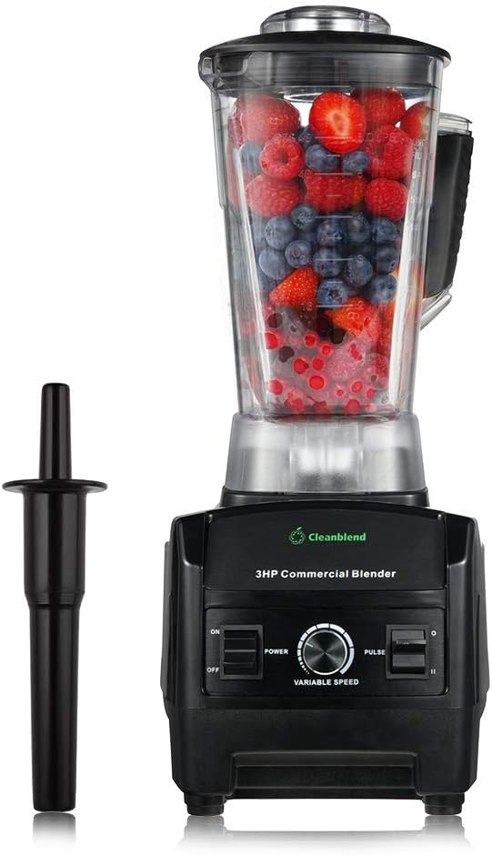 Cleanblend Commercial Blender with 5-Year Full Warranty – 1800W, 3HP, 64oz High-Performance Professional Countertop Blender with Stainless Steel Blades