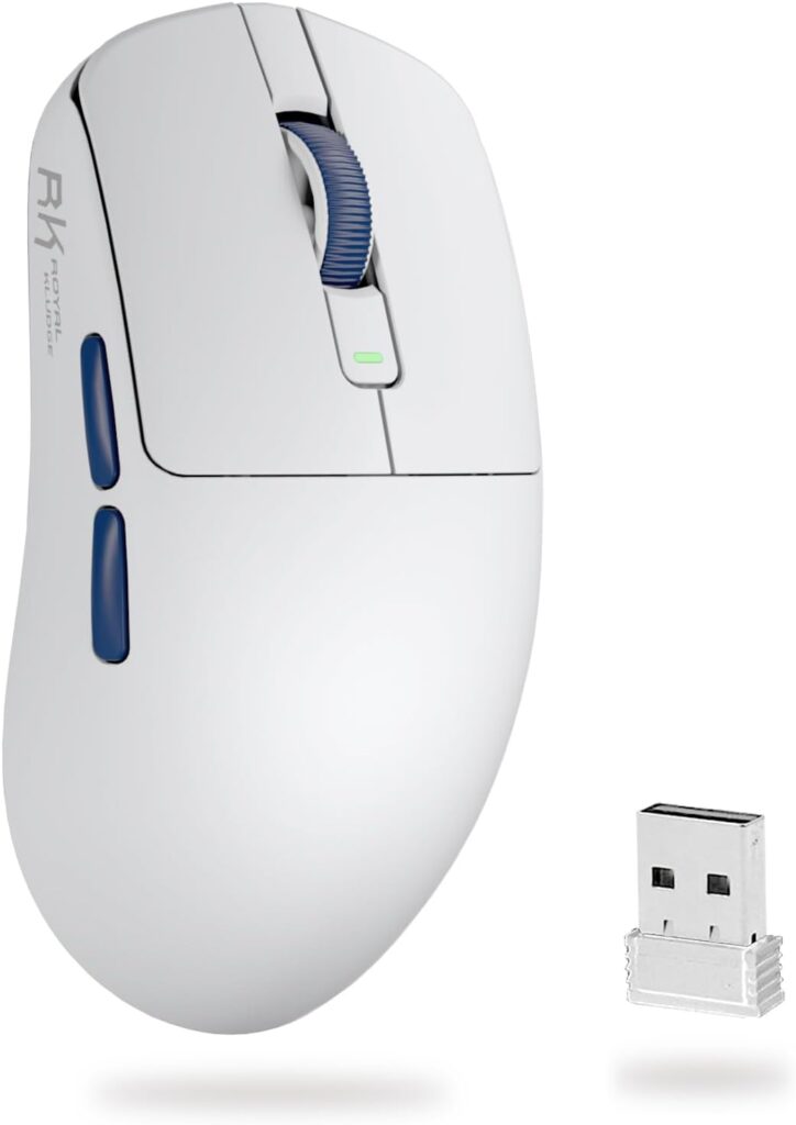 RK ROYAL KLUDGE RK M30 Wireless Gaming Mouse, 24000 DPI, 43g Ultra-Lightweight, PAW3311 Sensor, 2.4G/Bluetooth/USB-C Rechargeable Wireless Mouse with 5 Programmable Buttons for PC/Mac, White