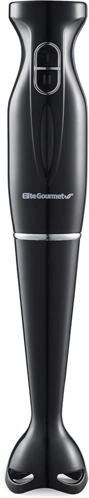 Elite Gourmet EHB3201 Immersion Hand Blender 300 Watts 2 Speed Mixing with Detachable Blades, Detachable Wand Stick Mixer, Smoothies, Baby Food, Soup, Charcoal Black
