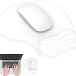 Mouse Pad with Gel Wrist Rest, Ergonomic Comfortable Computer Wrist Support for Laptop, Pain Relief Mousepad with Non-Slip PU Base for Office & Home Clear