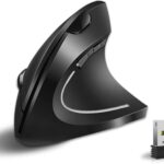 Vassink Ergonomic Mouse, Rechargeable Wireless Mouse, 2.4GHz Rechargeable Wireless Vertical Optical Mice with USB Receiver, 6 Buttons for Laptop, PC, Computer Black