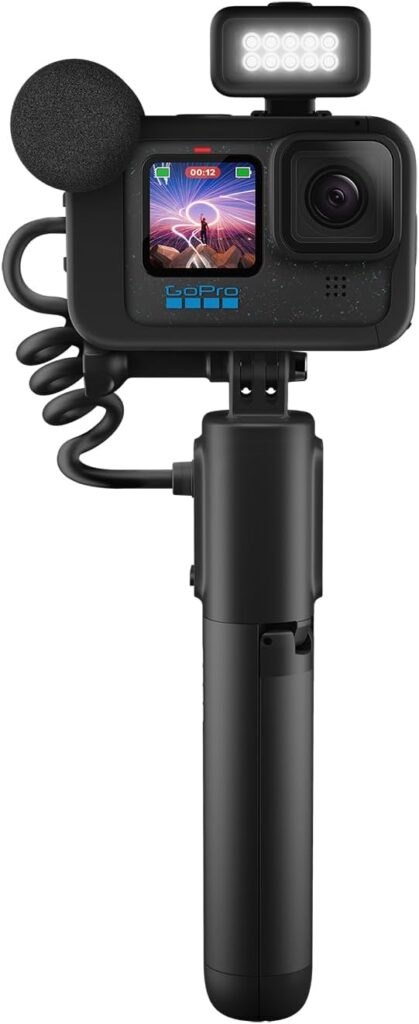 GoPro HERO12 Black Creator Edition – Includes HERO12 Black , Volta (Battery Grip, Tripod, Remote), Media Mod, Light Mod, Enduro Battery, and Carrying Case