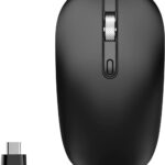 cimetech Type C Wireless Mouse, USB C Mice 2.4G Silent Cordless with Type C Receiver, Portable Computer Mouse for Laptop, Notebook, MacBook Pro Air, Windows, Linux – Ambidextrous Black