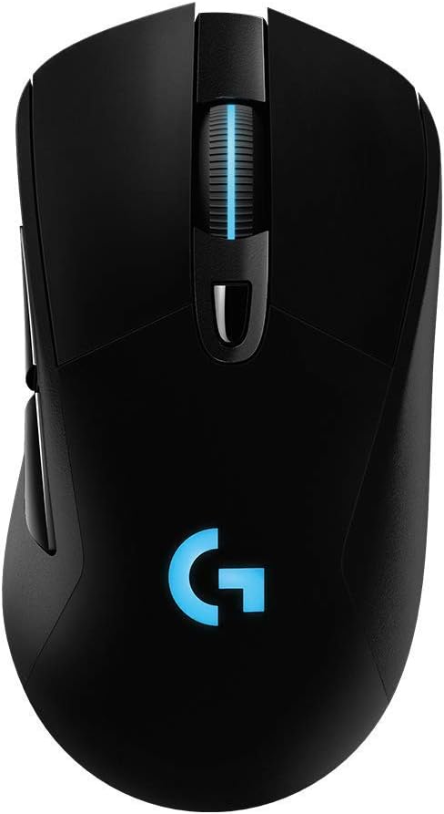 Logitech G703 Lightspeed Wireless Gaming Mouse W/Hero 25K Sensor, PowerPlay Compatible, Lightsync RGB, Lightweight 95G+10G Optional, 100-25, 000 DPI, Rubber Side Grips – Black (Renewed)