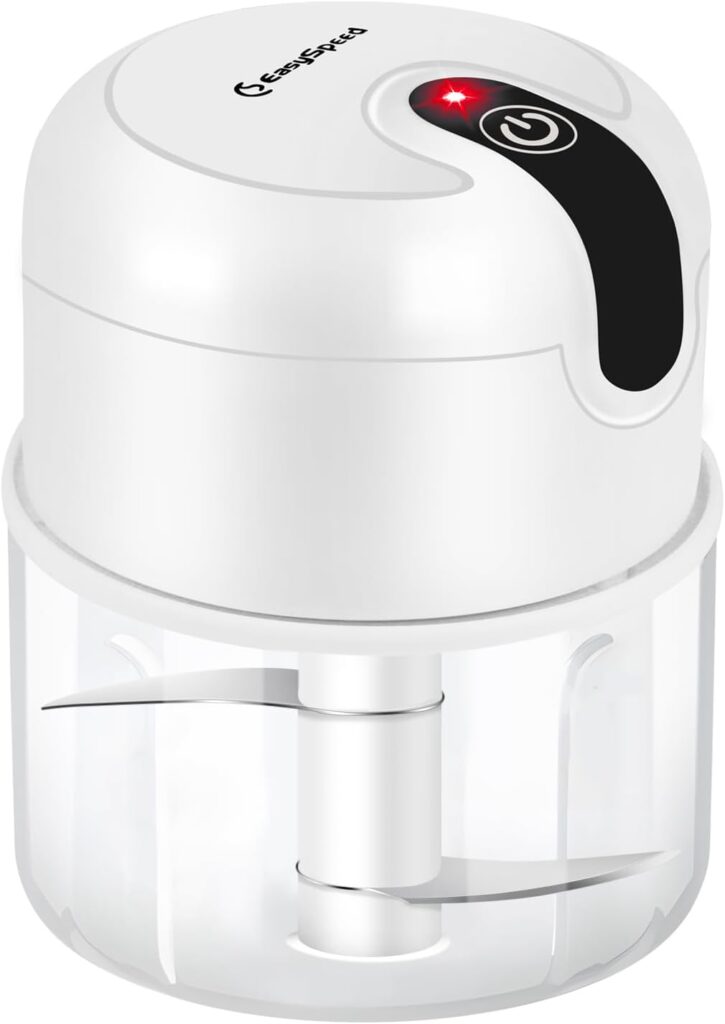 EASYSPEED Electric Garlic Chopper 1Cup, Mini USB Charging Wireless Food Processor with 304 Stainless Steel, 2 Sharp Blades, Portable Kitchen Meat Grinder for Onion, Garlic, Ginger, Chili
