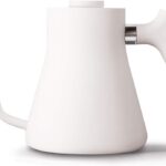 Fellow Stagg Stovetop Pour-Over Coffee and Tea Kettle – Gooseneck Teapot with Precision Pour Spout, Built-In Thermometer, Matte White, 1 Liter