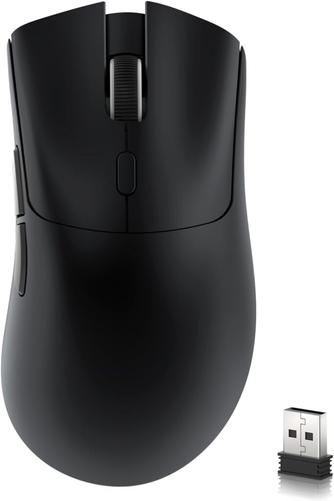ATTACK SHARK R1 Wireless Gaming Mouse,Tri-Mode Connection (2.4G/Wired/BT5.2),55g Lightweight,18K DPI Optical Sensor,HUYU 20 Million Key Life,Ergonomic Design,for PC/Laptop/Win/Mac(Black)