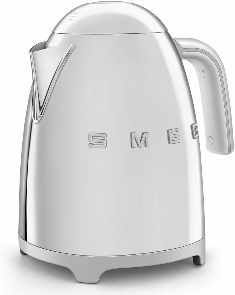 SMEG 50’s Retro Style Electric Water Kettle with Automatic Shutoff, Removable Base, and Water Indicator, KLF03SSUS, Polished Stainless Steel