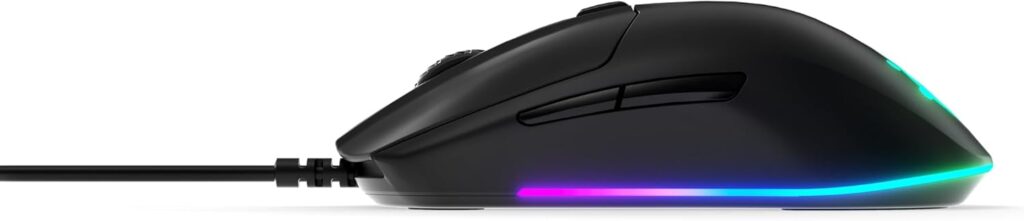 SteelSeries Rival 3 Gaming Mouse – 8,500 CPI TrueMove Core Optical Sensor – 6 Programmable Buttons – Split Trigger Buttons – Brilliant Prism RGB Lighting, Ergonomic, Black