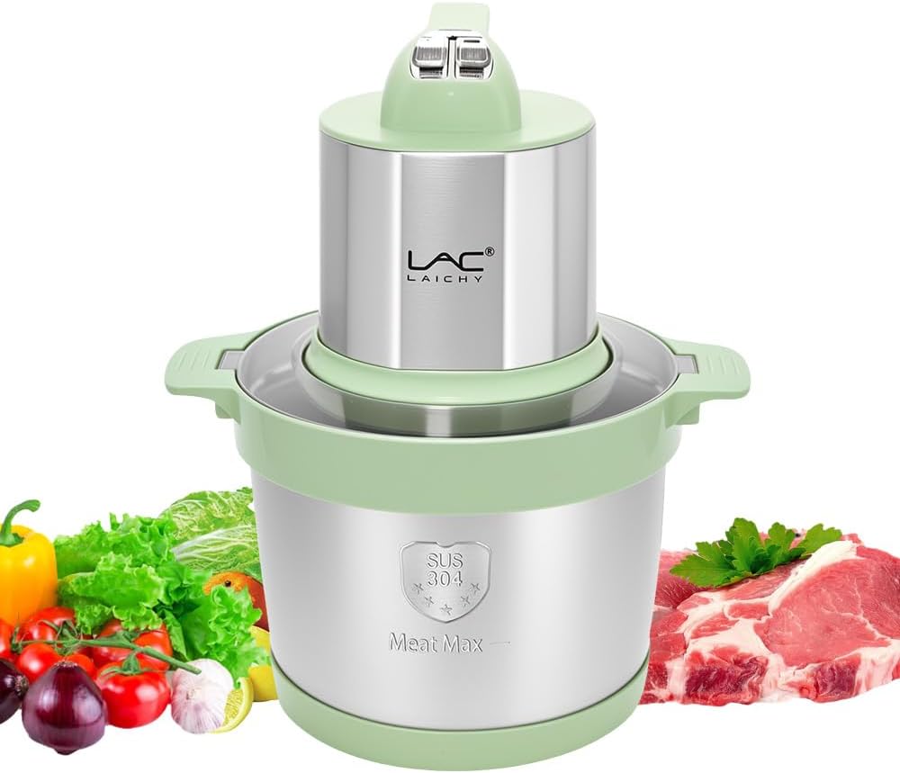 24 Cup Large Capacity Food Processors,Meat Grinder Veggie Chopper with Stainless Steel Bowl,3 Speeds,4 Bi-Level Bladesand Spatula for Baby Food,Meat,Onion,Vegetables,Fruits