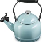 Le Creuset Enamel On Steel Demi Tea Kettle with Metal Finishes, 1.25 qt., Sea Salt