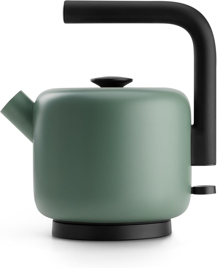 Fellow Clyde Electric Kettle – 1.5 Liter Capacity – Modern Twist On Stovetop Design, All-Purpose, Stainless Steel – Warm Water for Ramen, Oatmeal, Tea, Coffee & more – Large Capacity – Smoke Green
