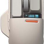 LOFREE Touch PBT Wireless Mouse with USB Receiver, Bluetooth, Wired Connection, Rechargeable, 4000 DPI with OLED Screen Compatible with Glass Surface for Mac Windows PC Notebook/Block Retro Grey