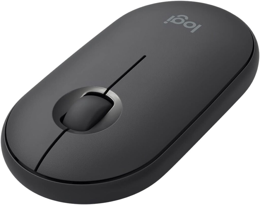 Logitech Pebble Wireless Mouse with Bluetooth or 2.4 GHz Receiver, Silent, Slim Computer Mouse with Quiet Clicks, for Laptop/Notebook/iPad/PC/Mac/Chromebook – Graphite